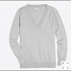 NWT JCrew Grey Cotton V- Neck Sweater XXS